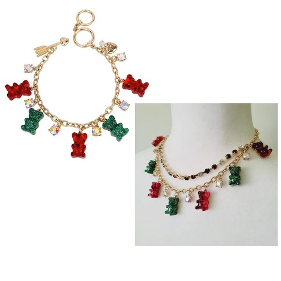 Betsey Johnson Christmas Gummy Bears Necklace & Bracelet Set - Picture 1 of 8